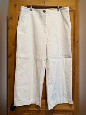 Ann Taylor White Kate Wide-Leg Cropped Pants